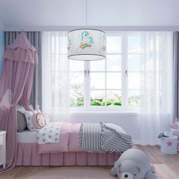 Sollux SL.1412 - Kinder-Hängeleuchte an Schnur UNICORN 1xE27/15W/230V d 30 cm