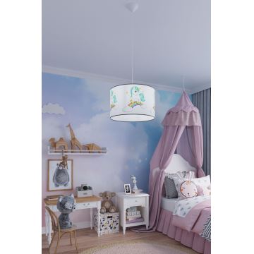 Sollux SL.1412 - Kinder-Hängeleuchte an Schnur UNICORN 1xE27/15W/230V d 30 cm