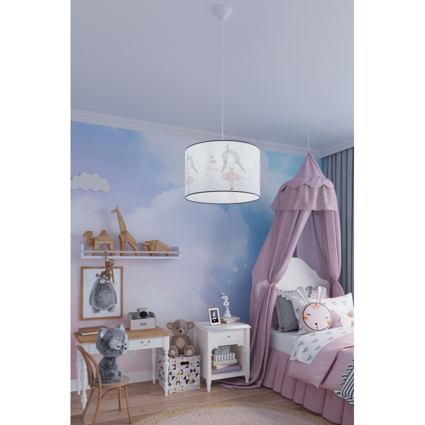 Kinder-Hängeleuchte PRINCESS 1xE27/15W/230V d 30 cm Prinzessin