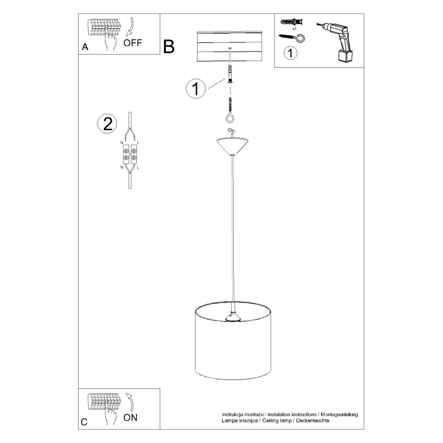 Kinder-Hängeleuchte an Schnur FOOTBALL 1xE27/15W/230V d 30 cm