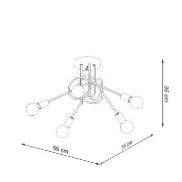 Aufbauleuchte LOOP 5xE27/15W/230V golden