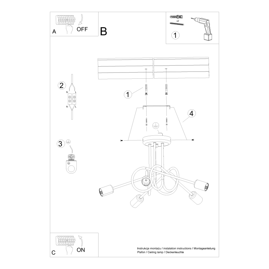 Aufbauleuchte LOOP 5xE27/15W/230V Chrom