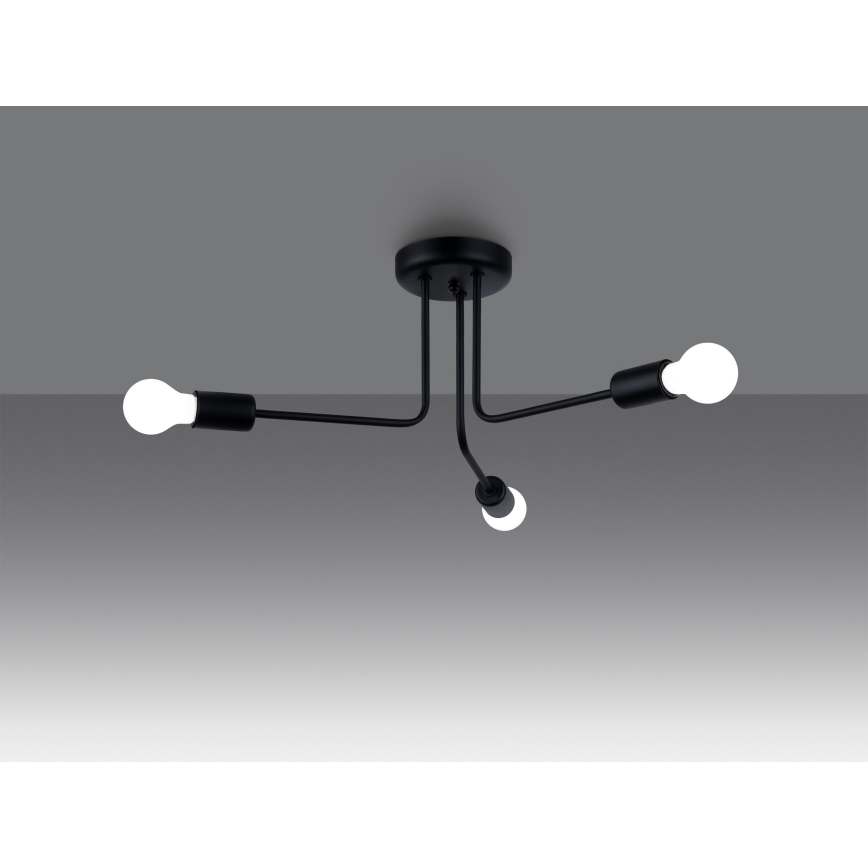 Deckenleuchte an Stange NORAH 3xE27/15W/230V schwarz