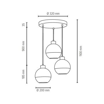 Schnur-Hängeleuchte FRESH 3xE27/60W/230V – FSC-zertifiziert