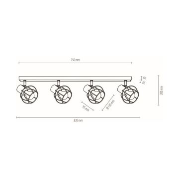 Deckenspotleuchte PHIPHI 4xE27/60W/230V Eiche – FSC-zertifiziert