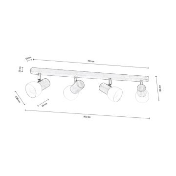 Deckenspotleuchte NEL 4xE27/15W/230V Nussbaumholz – FSC-zertifiziert