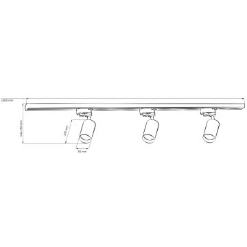 Strahler für Schienensystem PARIS 3xGU10/10W/230V + 1 m Schienensystem weiß