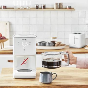 Tefal - Kaffeemaschine mit Tropffunktion und LCD-Anzeige SENSE 1000W/230V weiß