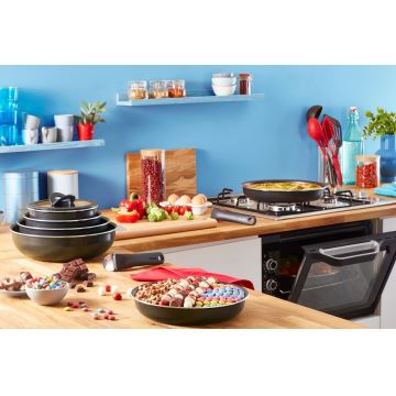 Tefal - Kochgeschirr-Set 10 Stk. INGENIO EASY COOK & CLEAN BLACK