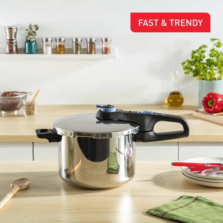 Tefal - Schnellkochtopf 6 l SECURE TRENDY Edelstahl