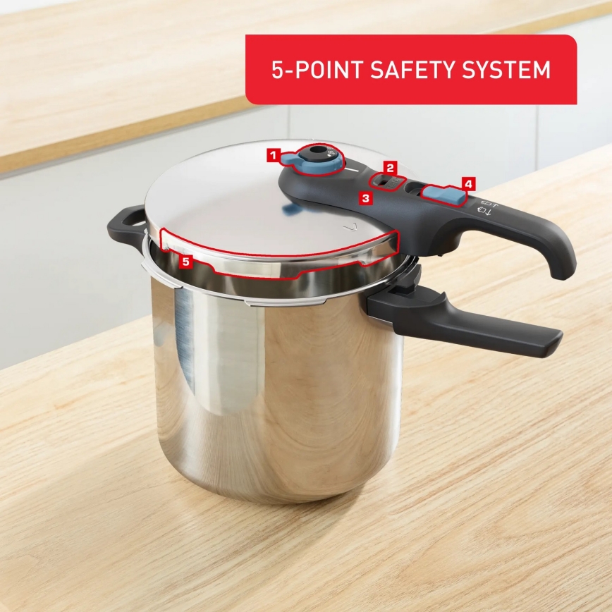 Tefal - Schnellkochtopf 8 l SECURE TRENDY Edelstahl