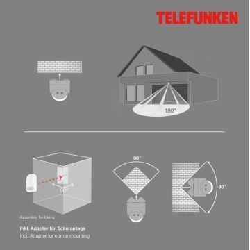 Telefunken 306506TF - Bewegungssensor für den Außenbereich 180° IP44 weiß