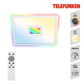 Telefunken 319406TF - Dimmbare RGBW-Deckenleuchte LED/24W/230V 2700-6500K weiß + Fernbedienung