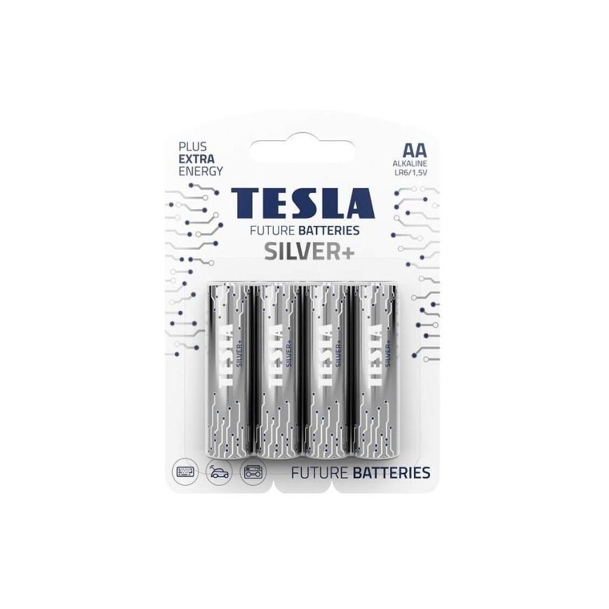 Tesla Batteries - 4 Stk. Alkalibatterie AA SILVER+ 1,5V