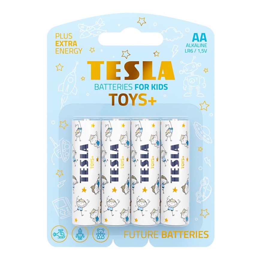 Tesla Batteries - 4 Stk. Alkalibatterie AA TOYS+ 1,5V 2900 mAh