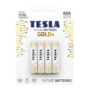 Tesla Batteries - 4 Stk. Alkalibatterie AAA GOLD+ 1,5V 1350 mAh