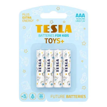 Tesla Batteries - 4 Stk. Alkalibatterie AAA TOYS+ 1,5V 1300 mAh