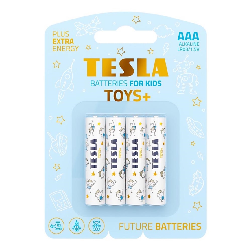 Tesla Batteries - 4 Stk. Alkalibatterie AAA TOYS+ 1,5V 1300 mAh