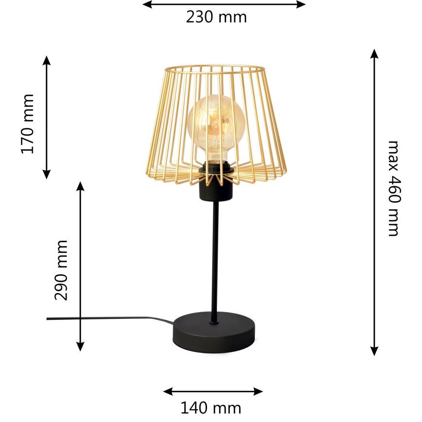 Tischlampe TORRI 1xE27/15W/230V golden/schwarz