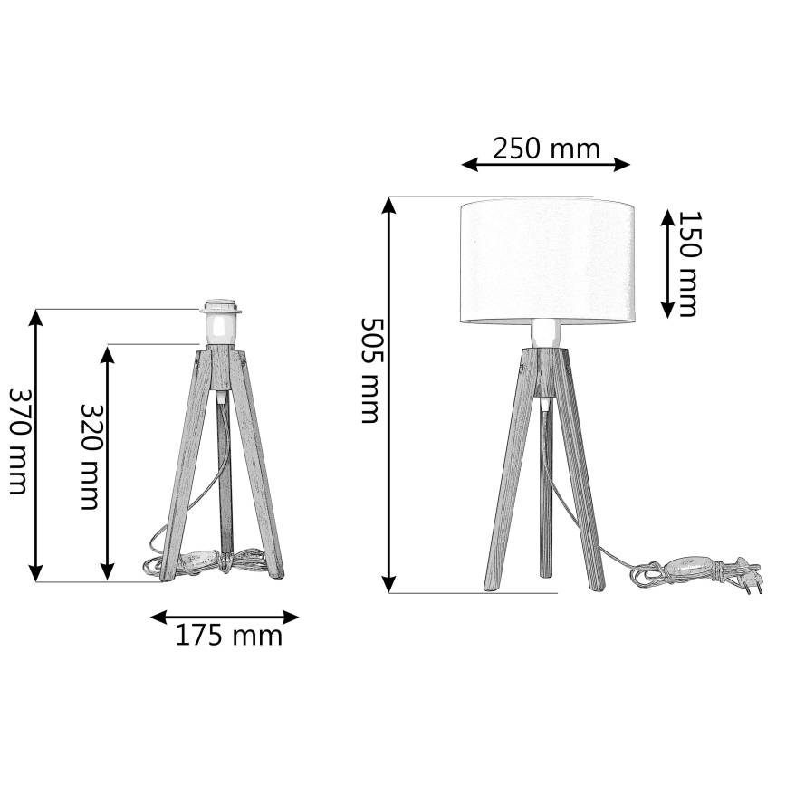 Tischleuchte ALBA 1xE27/60W/230V Rattan/Kiefer