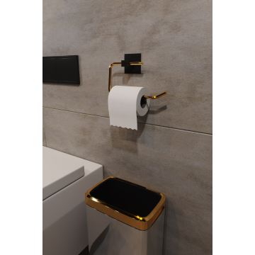 Toilettenpapierhalter aus Metall 8x16 cm schwarz/golden