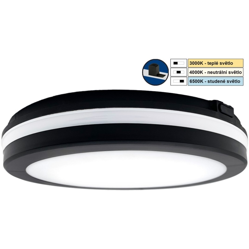 Top Light - LED-Badezimmerleuchte COMET LED/15W/230V 3000/4000/6500K IP54 d 20 cm schwarz