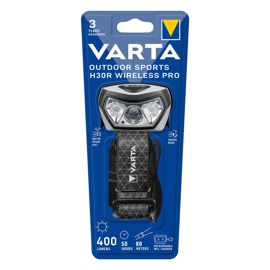 Varta 18650101401 - Dimm- und aufladbare LED-Stirnlampe OUTDOOR SPORTS LED/5V 1800mAh IPX7