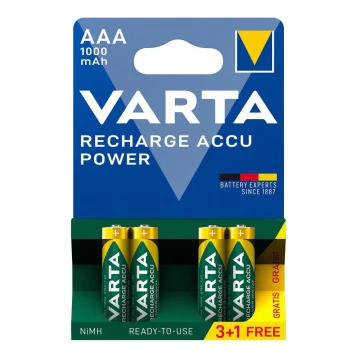 Varta 5703301494 - 3+1 Stück Wiederaufladbare Batterien ACCU AAA Ni-MH/1000mAh/1,2V