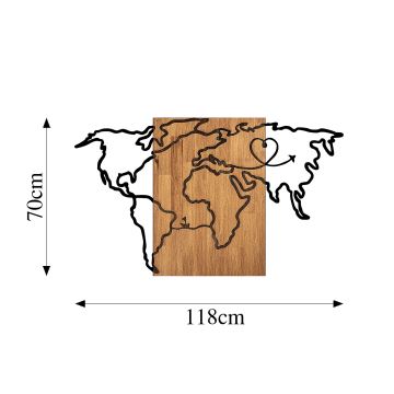 Wanddekoration 118x70 cm Landkarte Holz/Metall