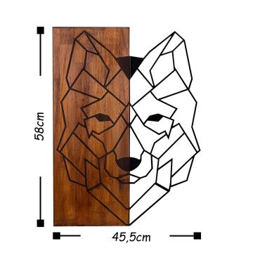 Wanddekoration 45,5x58 cm Wolf Holz/Metall