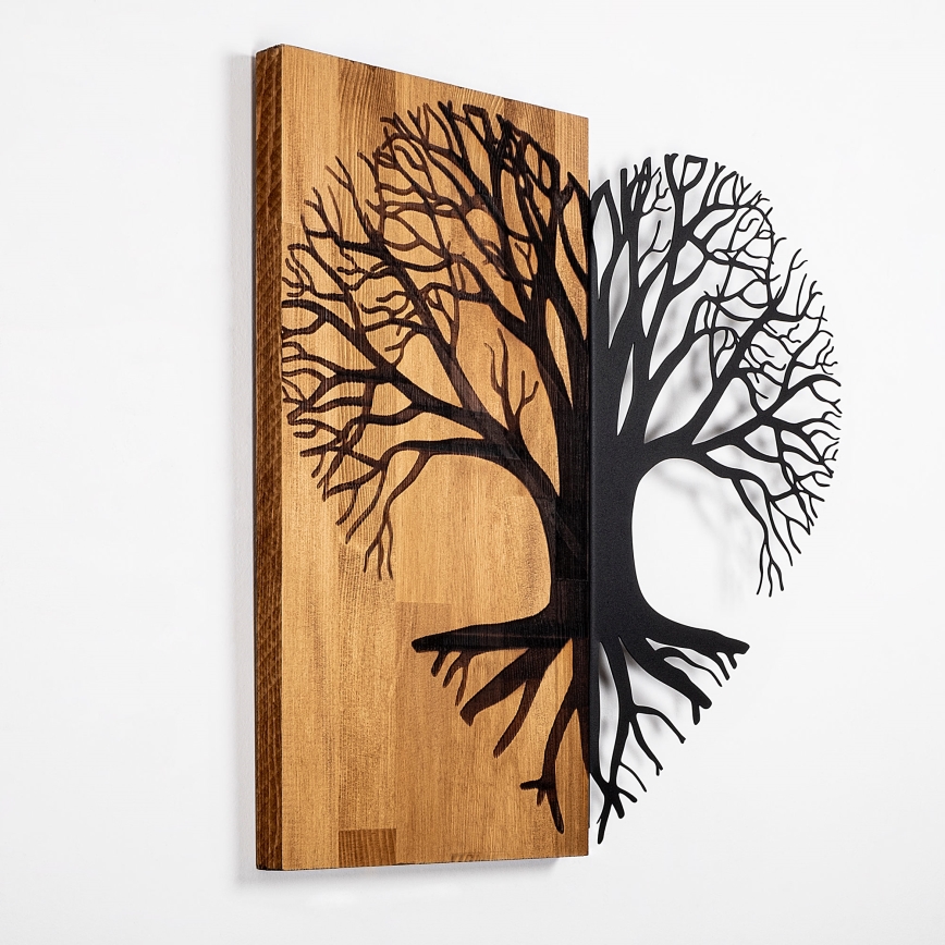 Wanddekoration 60x58 cm Baum Holz/Metall