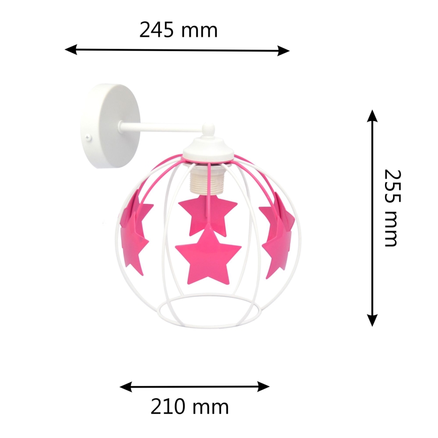 Wandleuchte für Kinder STARS 1xE27/15W/230V rosa/weiß