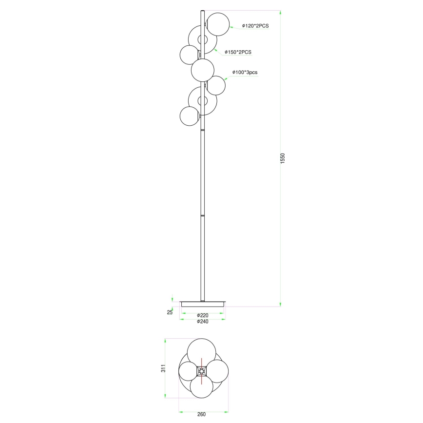 Wofi 3014-705W - LED-Stehleuchte VILLA 7xG9/2,7W/230V