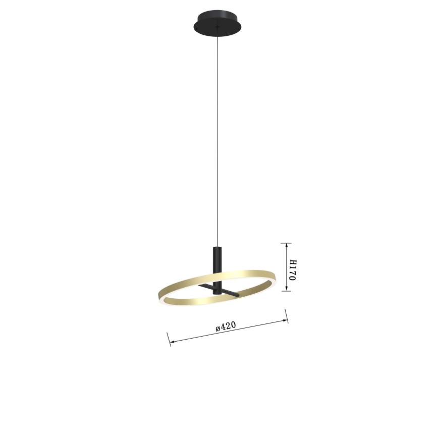 Wofi 6016-104L - Dimmbare LED-Hängeleuchte an Schnur BREST LED/19W/230V schwarz/golden