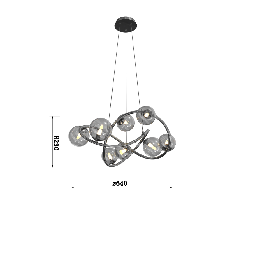 Wofi 7014-805 - LED-Hängeleuchte an Schnur NANCY 8xG9/3,5W/230V schwarz Chrom