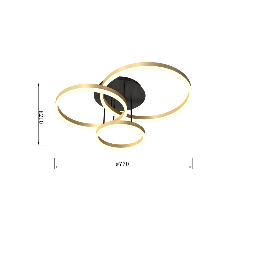 Wofi 9049-401 - Dimmbare LED-Aufbauleuchte PERPIGNAN LED/51W/230V golden