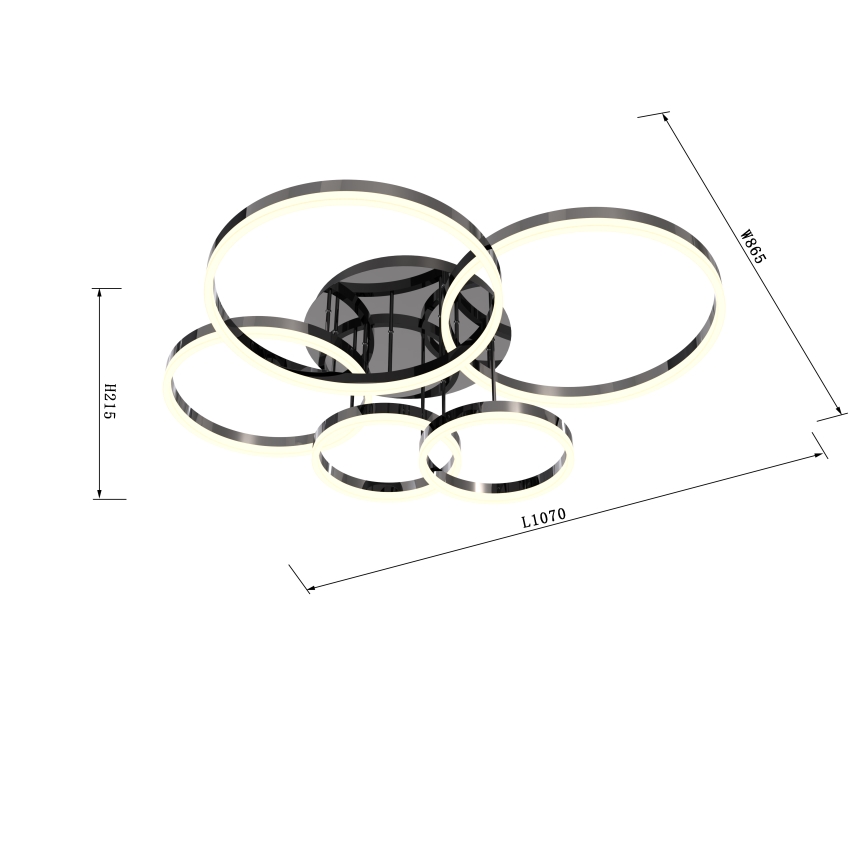 Wofi 9049-605 - Dimmbare LED-Aufbauleuchte PERPIGNAN LED/80W/230V schwarz Chrom