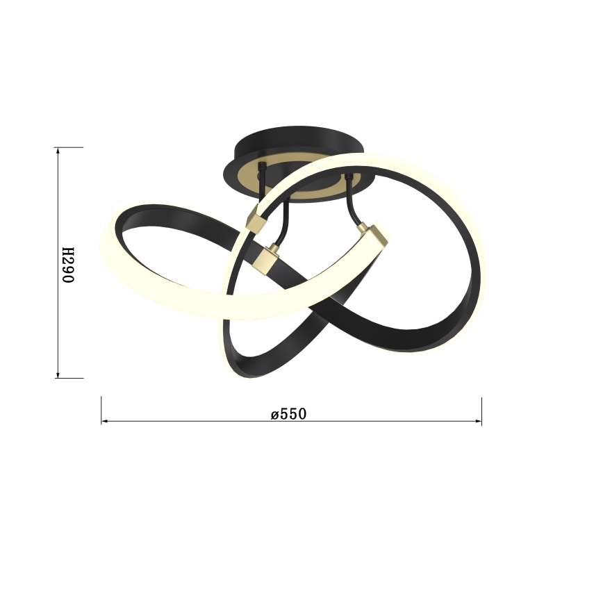 Wofi 9134-104 - Dimmbare LED-Aufbauleuchte INDIGO LED/44W/230V schwarz/golden