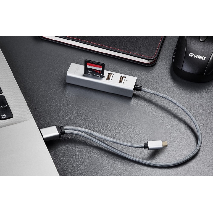 Yenkee – USB 2.0 und USB-C OTG Splitter und Kartenleser