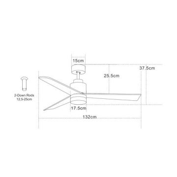 Zambelis 19135 - LED-Deckenventilator LED/15W/230V 3000/4000/6000K + Fernbedienung