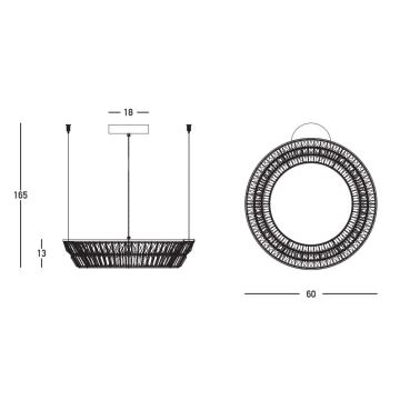 Zambelis 23046 - Dimmbarer LED-Kristall-Kronleuchter LED/38W/230V CRI 90 3000K d 60 cm Messing