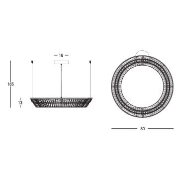 Zambelis 23048 - Dimmbarer LED-Kristall-Kronleuchter an Schnur LED/55W/230V CRI 90 3000K d 80 cm Messing