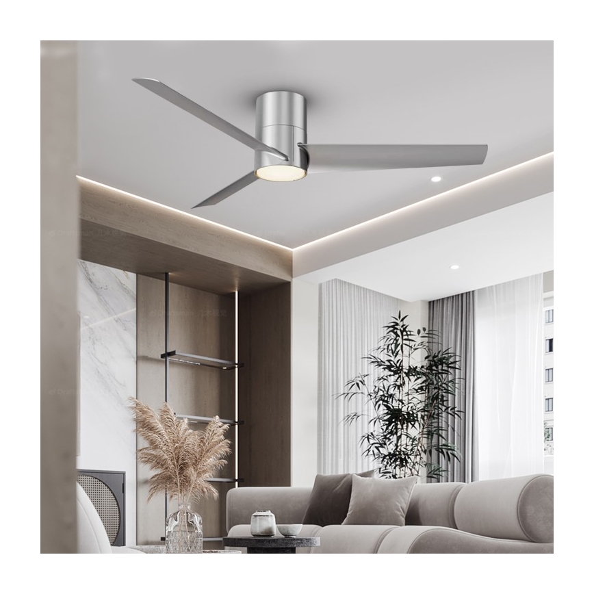 ZEVENTI - LED-Deckenventilator BARROSA LED/18W/230V Wi-Fi Tuya Chrom + Fernbedienung