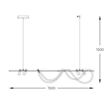 Zuma Line - Dimmbare LED-Hängeleuchte LED/60W + LED/7,5W/230V 2700-6000K schwarz/golden + Fernbedienung