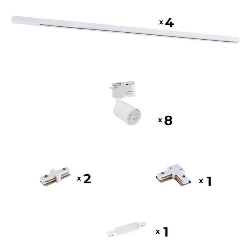 Zuma Line - Strahler für Schienensystem 8xGU10/10W/230V weiß + Schienenzubehör