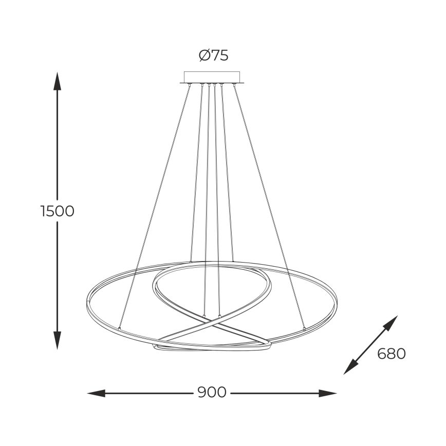 Zuma Line - Dimmbare LED-Hängeleuchte an Schnur LED/56W/230V golden